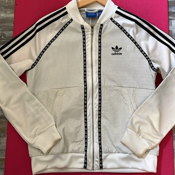Adidas TopShop ladies lamb leather and cloth sleeves jacket - Picture 9 of 11